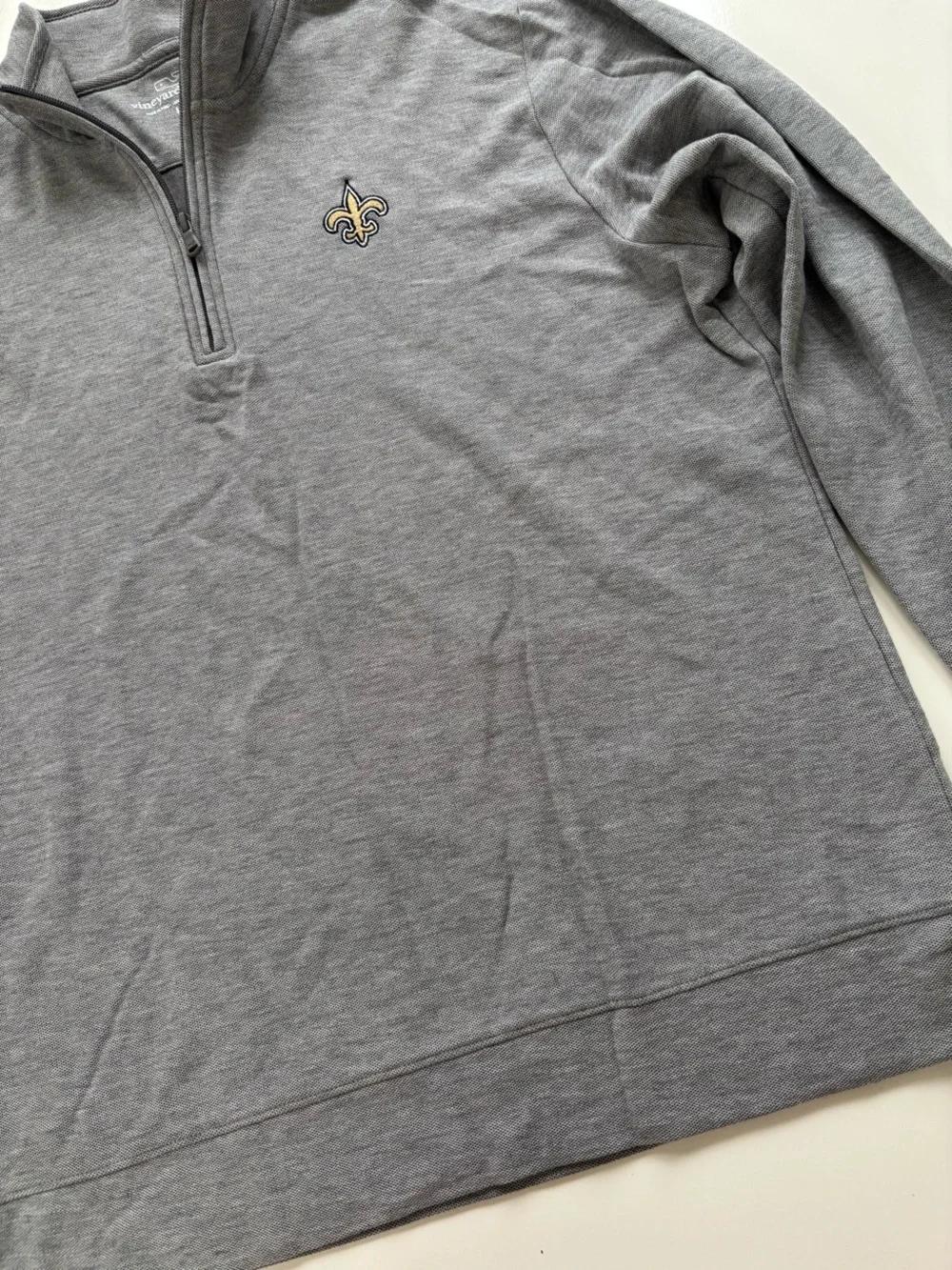 Vineyard Vines Mens Saltwater Sweater 100% Pima Cotton Half Zip NFL SAINTS LARGE